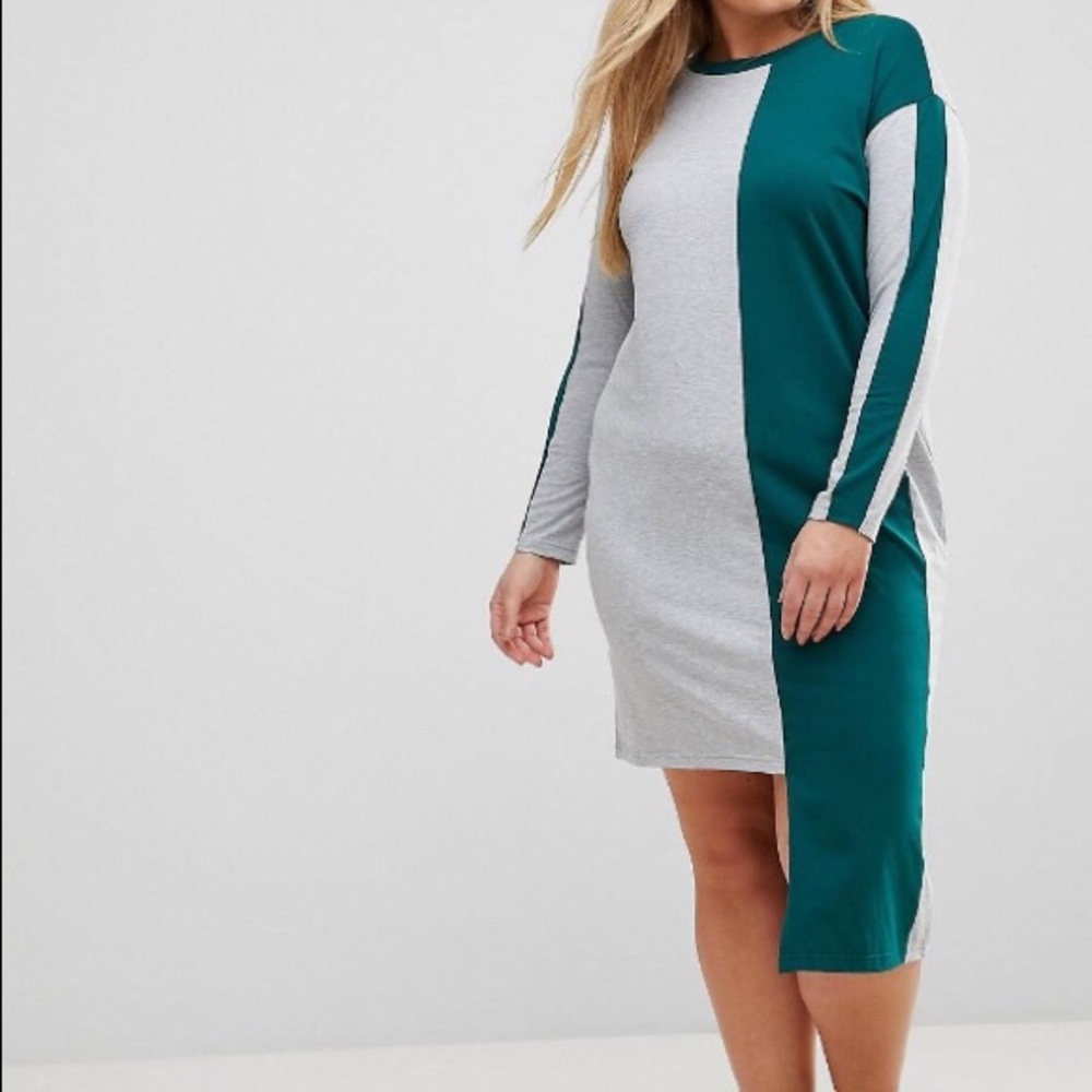 Asos Curve Color Block Asymmetrical Shirt Dress - image 1